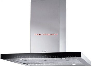Franke-Partner.com.ua ➦  Островная кухонная вытяжка Franke Crystal FCR 925 I BK XS LED0 (325.0518.709) нерж. сталь / чёрное стекло