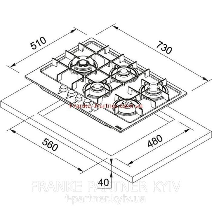 Franke-Partner.com.ua ➦  Вбудована варильна газова поверхня Franke Maris FHMA 755 4G DCL XS C (106.0554.382) Нержавіюча сталь полірована