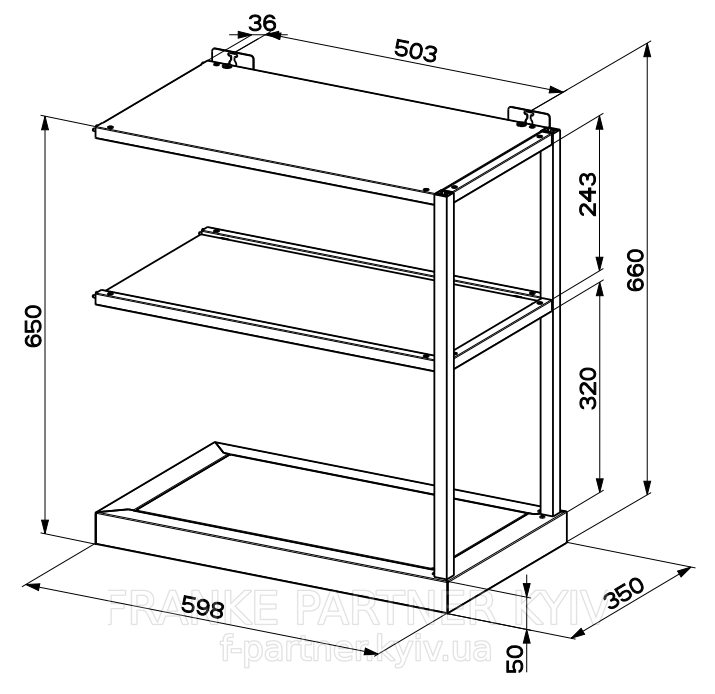 Franke-Partner.com.ua ➦  Декоративна поличка до витяжки FMA Modular | чорний матовий 112.0706.647