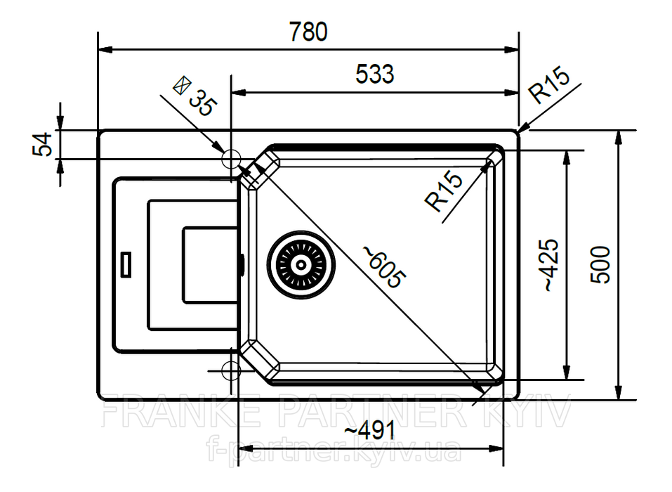 Franke-Partner.com.ua ➦  Кухонная мойка Franke Urban UBG 611-78 XL (114.0574.979)