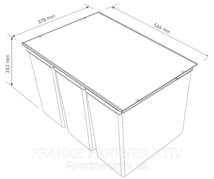 Franke-Partner.com.ua ➦  Системы сортировки отходов EASYSORT 600-3-0 - Сортер Franke Easy Sort (3х14,5л) (121.0494.192)