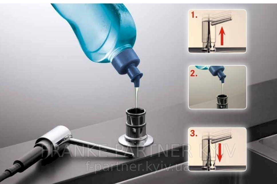 Franke-Partner.com.ua ➦  copy_🟥 Дозатор миючих засобів Franke Comfort |119.0584.065 | хром 350 мл