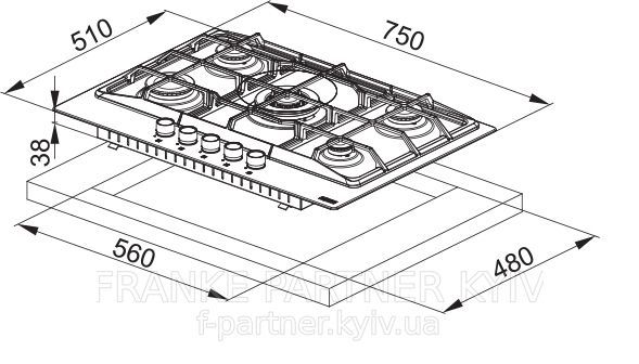 Franke-Partner.com.ua ➦  Варильна поверхня Franke Crystal FHCR 755 4G TC HE BK C (106.0374.283)