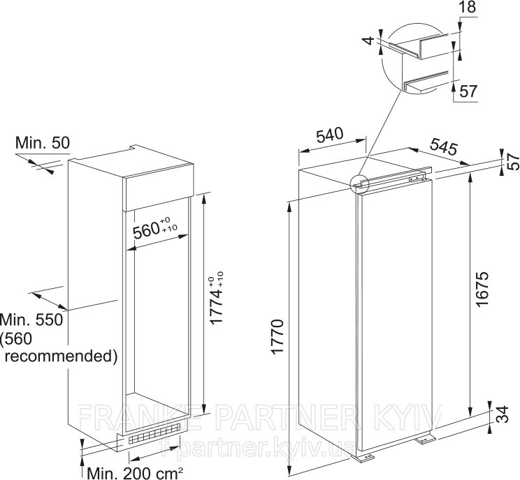 🟥 Встроенная холодильная камера Franke FSDR 330 V NE F | 118.0740.201 | инверторный компрессор