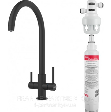 Franke-Partner.com.ua ➦  ⬛️ Кухонний змішувач з фільтром Franke Lina Clear Water | 160.0702.681 | Чорний матовий